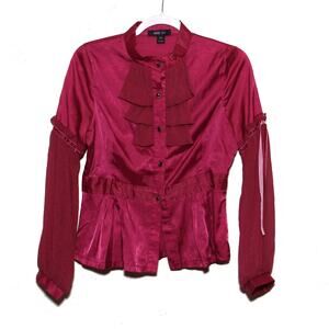 Anna Sui Silk Jabot Front Blouse Size 46 (Small)